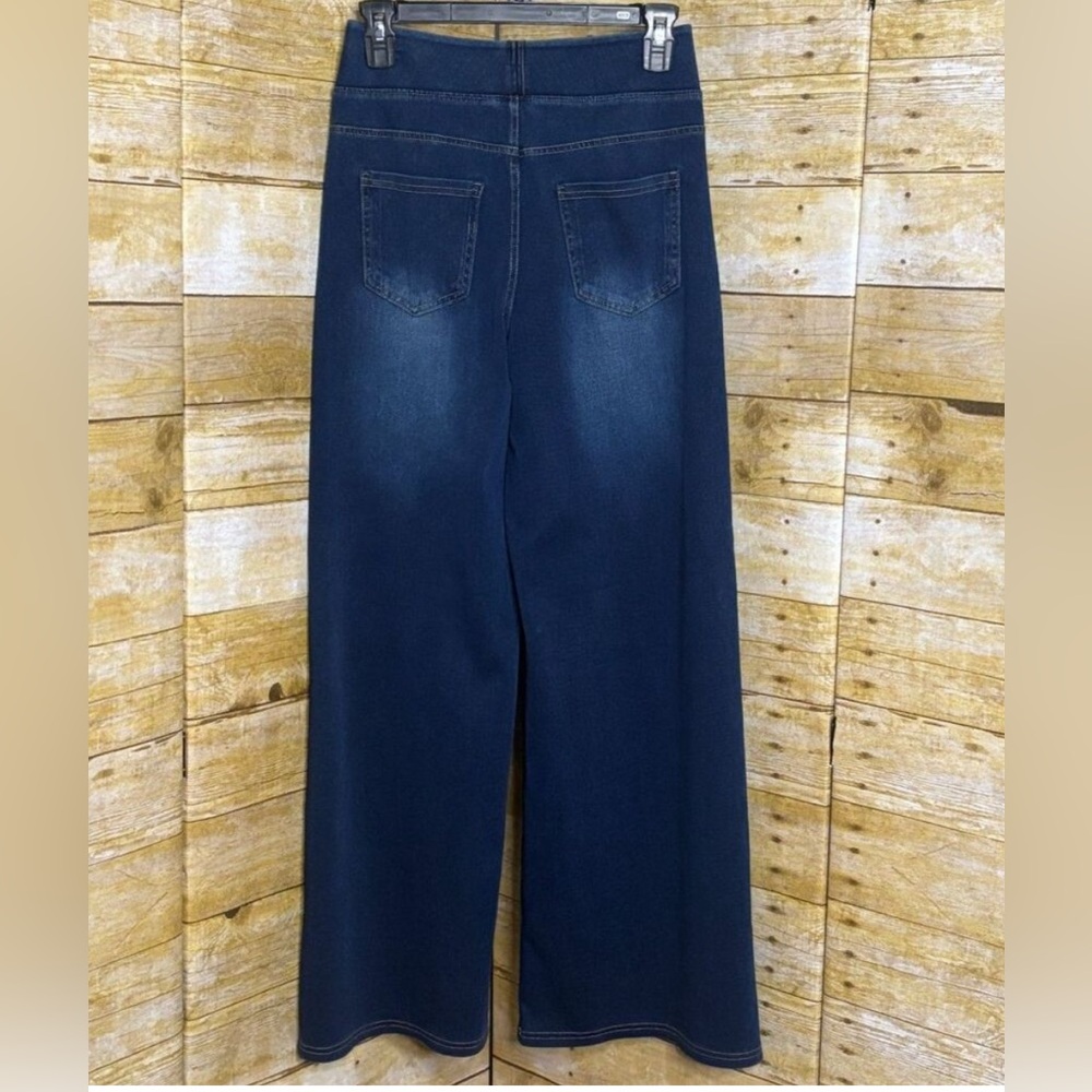 HALARA PULL ON VIRAL FLEX DENIM HIGH RISE WIDE LEG CASUAL EVERYDAY JEANS  SMALL